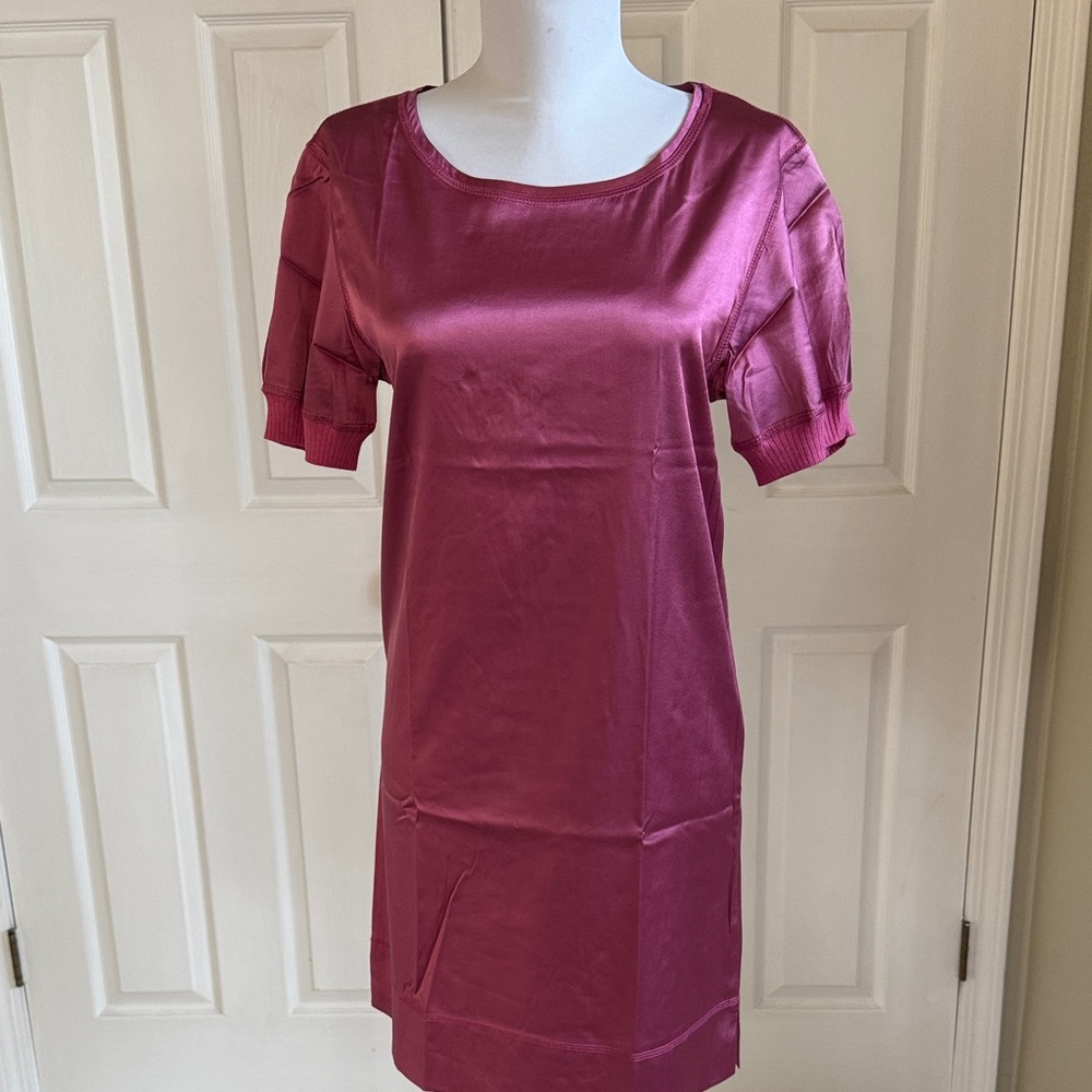 GENERRA Rose Pink Satin-Silk Mini Dress